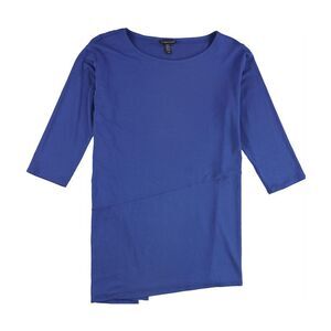 Eileen Fisher Womens Asymmetrical Pullover Blouse, Blue, NWT